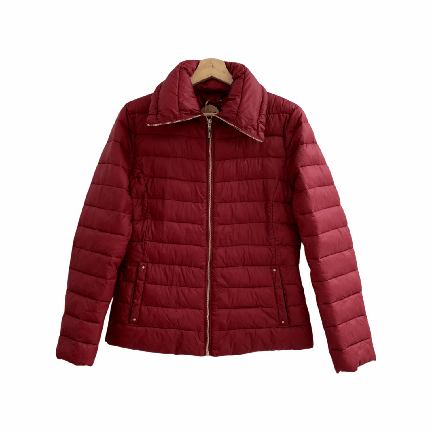 Casaca puffer menta & chocolate guinda - S