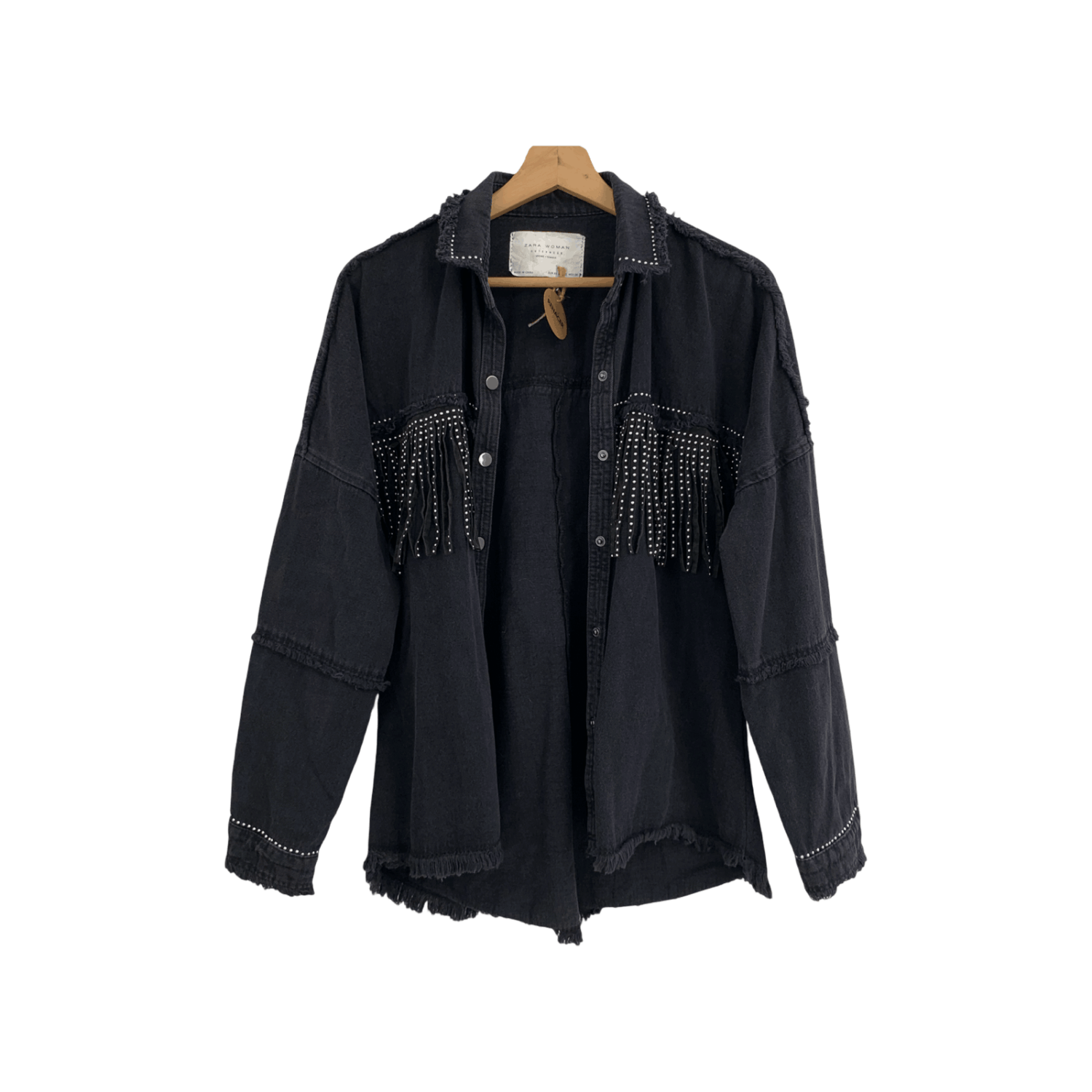 Casaca Denim Negra Zara Woman - XS